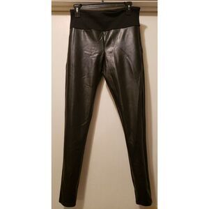 Women's Assets By Spanx Faux Leather Leggings Size Large Black 29"Length‎